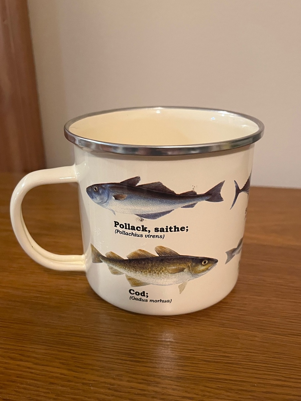 Cream Fish Illustration Enamel Mug by